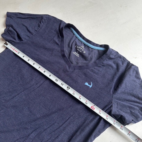 CUFFYS Cape Cod Blue Striped Logo Tee Shirt - Picture 5 of 5